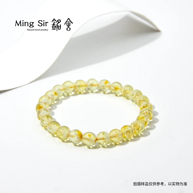 【铭舍】天然俄料琥珀蜜蜡莲花单圈手串素圈7061