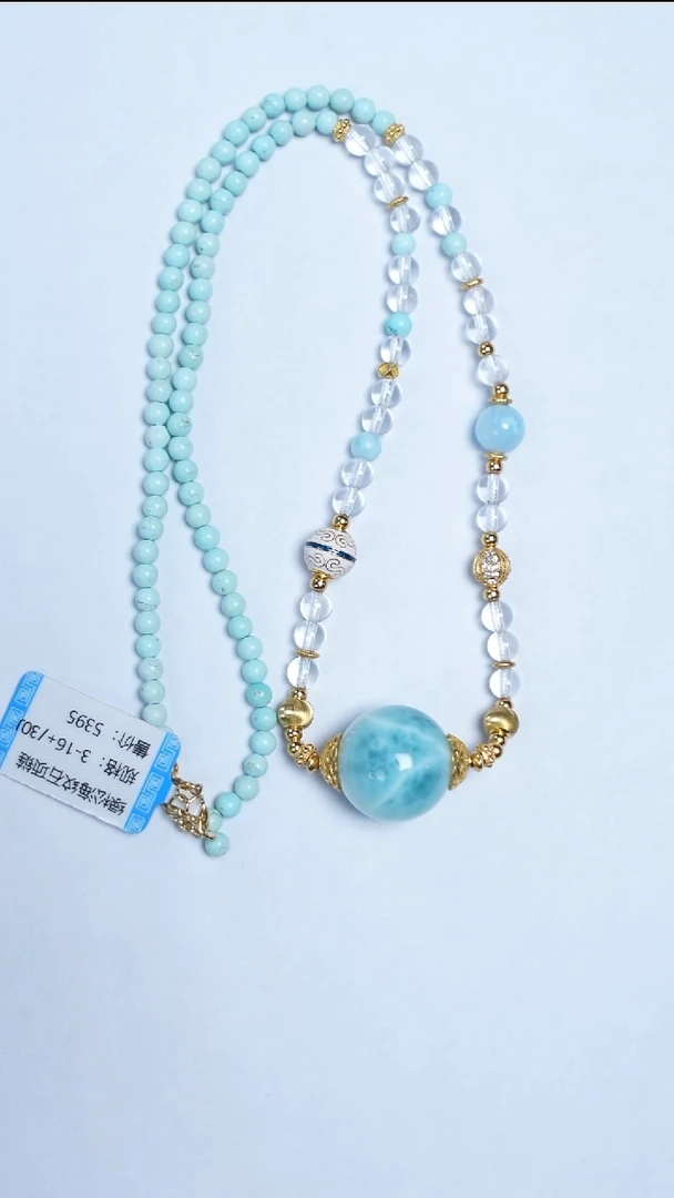 未镶嵌绿松石颈饰绿松海纹石项链