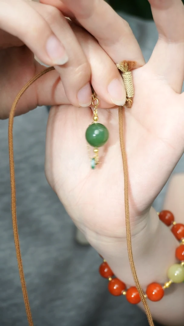 和田玉18K金镶嵌项链项链