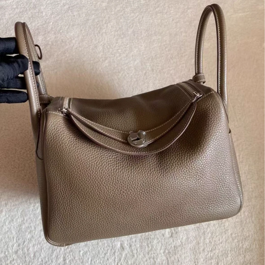 99新 Hermes/爱马仕 lindy30大象灰d刻手提包8903004