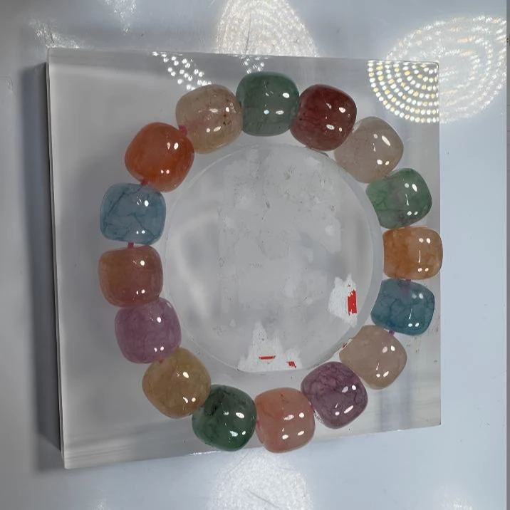 彩羽毛12mm桶珠手串发一条I46