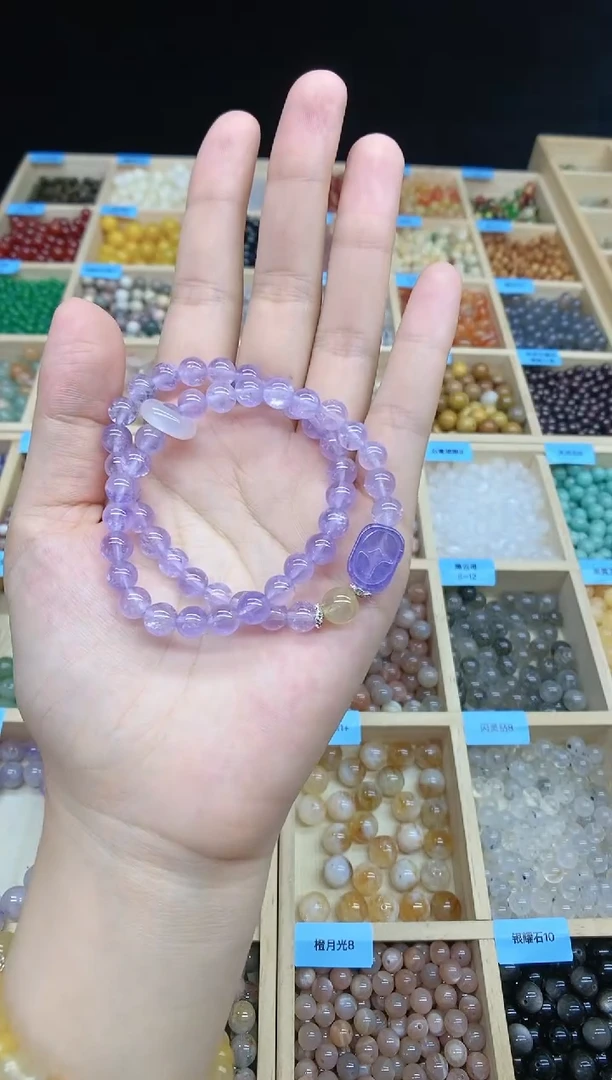 水晶手串未镶嵌129（需拍两个）紫水多圈（跑环）多样性发一