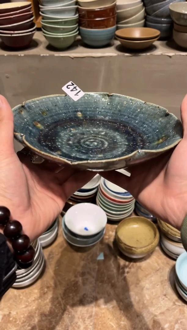【闪购商品】瓷片142  柴烧手工盘1个