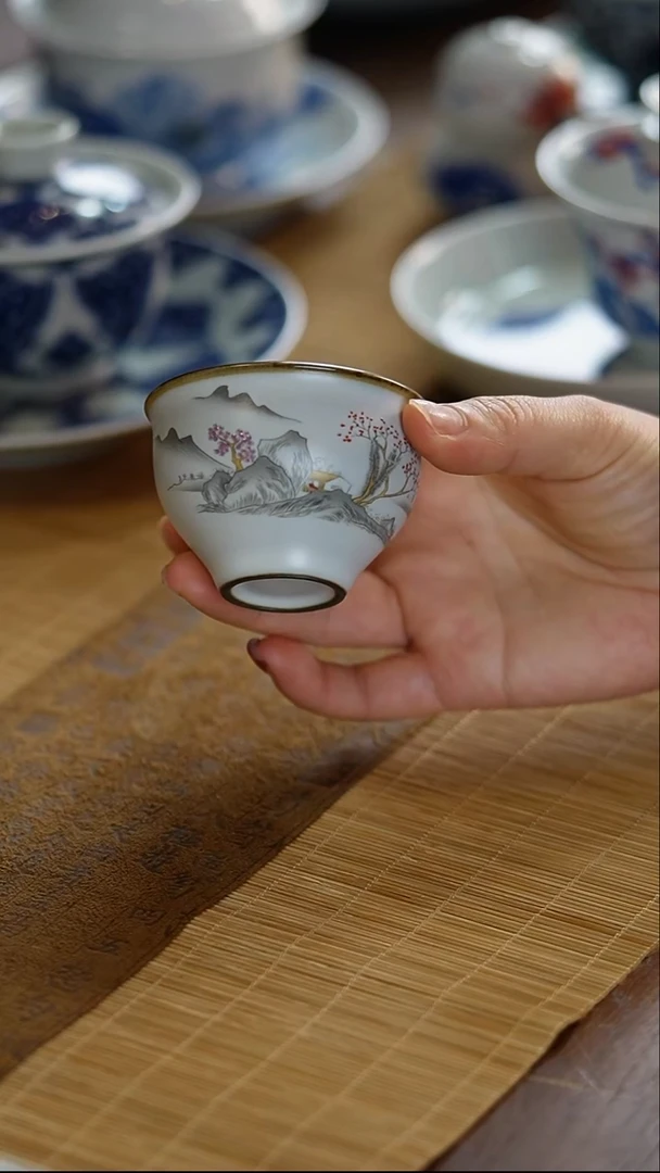 瓷景德镇陶瓷茶器桃花源杯子