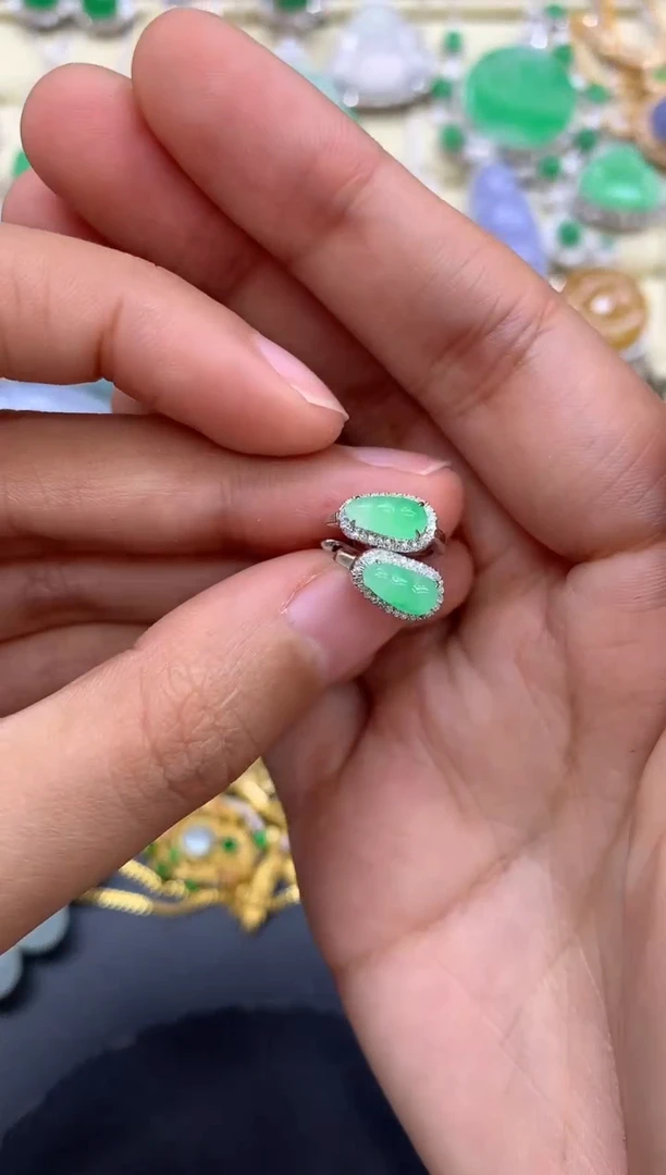 【闪购商品】翡翠耳饰18K金镶嵌378-中国好珍宝