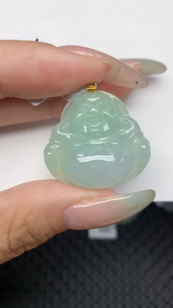 翡翠18K金镶嵌颈饰天然翡翠a货