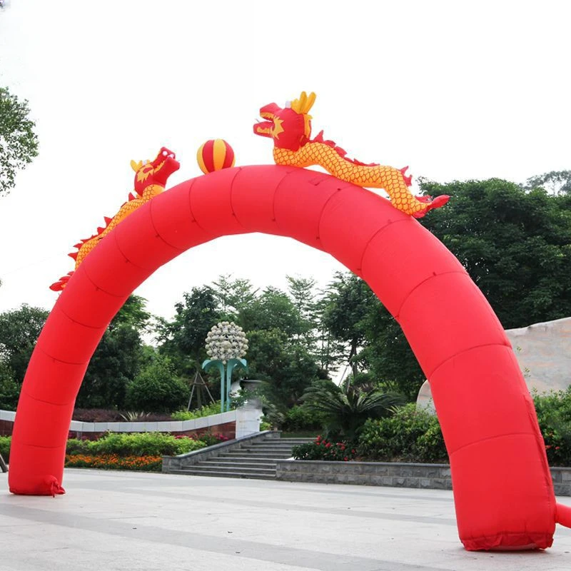 新款开业充气拱门6米8米10米双龙气模结婚庆典婚庆龙凤彩虹门拱门
