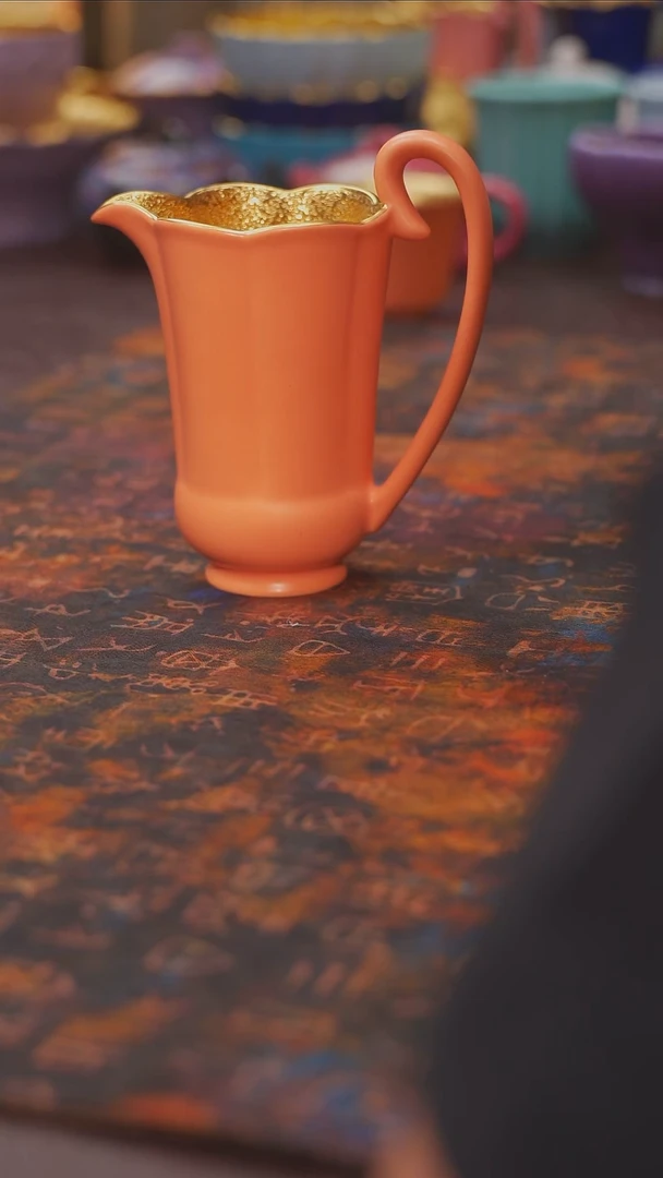 【宜景窑海天霞鎏金系列】铃兰公道杯