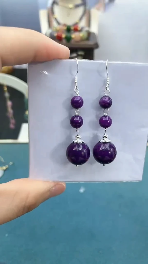 苏纪石（舒俱来）银S925镶嵌耳饰数据来三珠