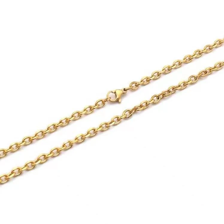 18K金色项链 金色万能链 金色时尚 简约 百搭 珠子也适配合金材质