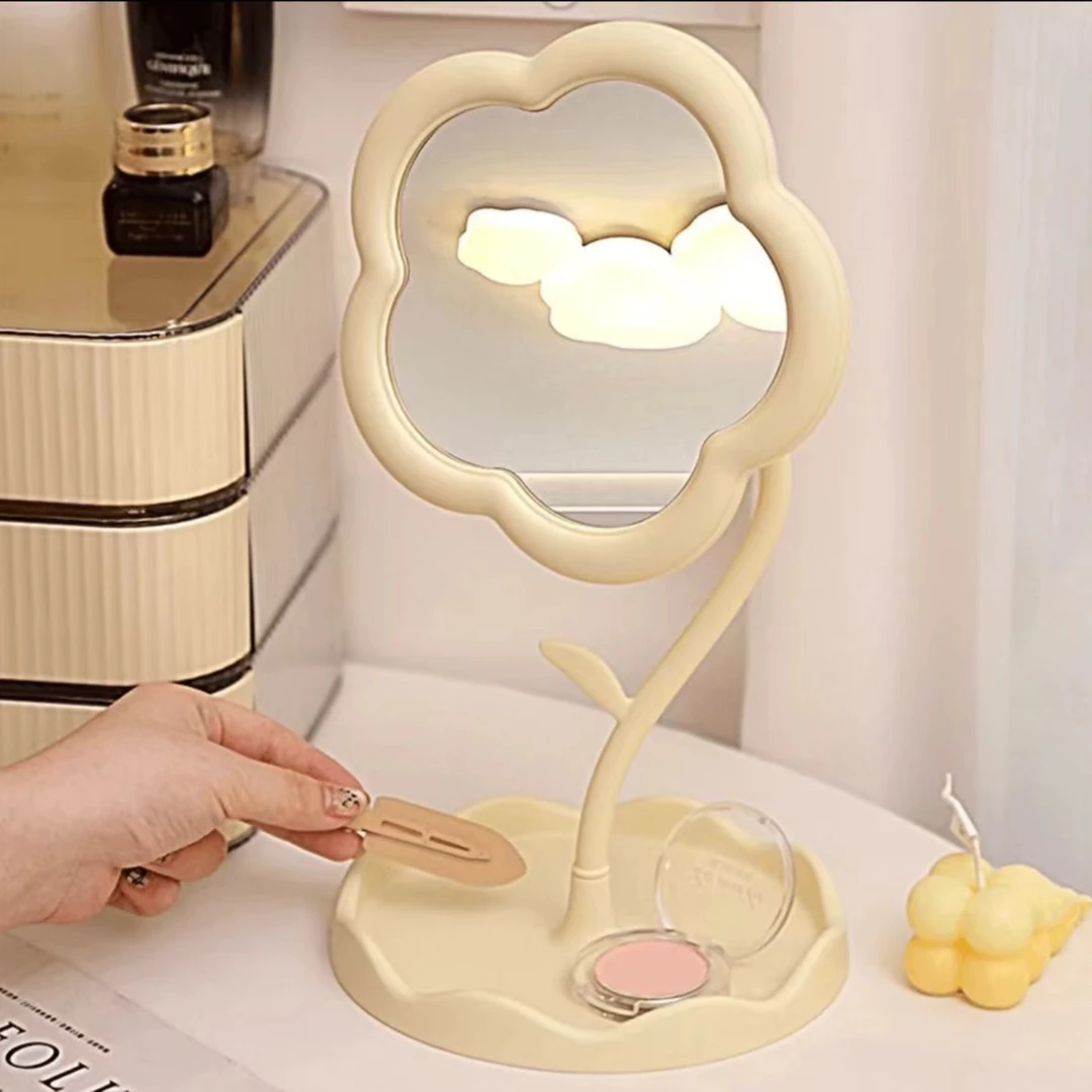 流行花朵镜子梳妆台神器化妆镜桌面镜子学生宿舍随机款小090925