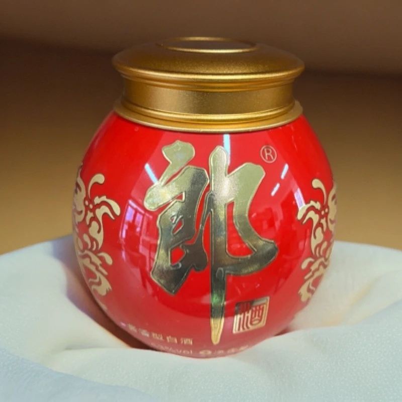 红花郎酒瓶改装茶叶罐