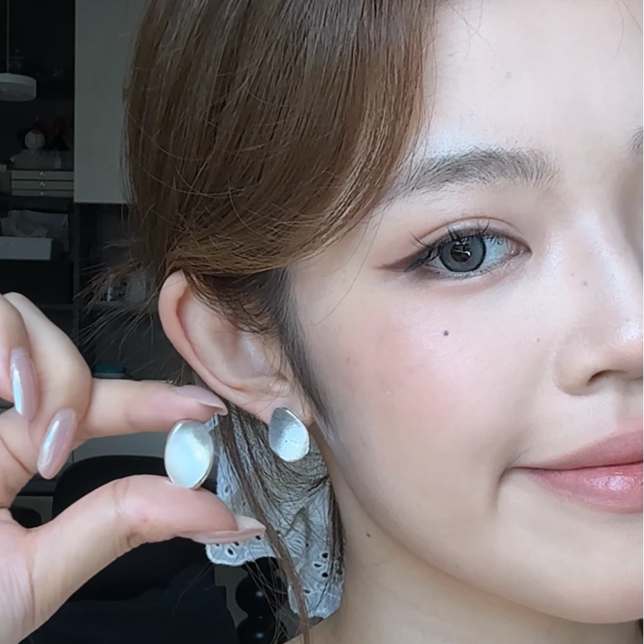 合金耳饰 拉丝金属椭圆造型耳环冷淡风小众轻奢高级耳饰