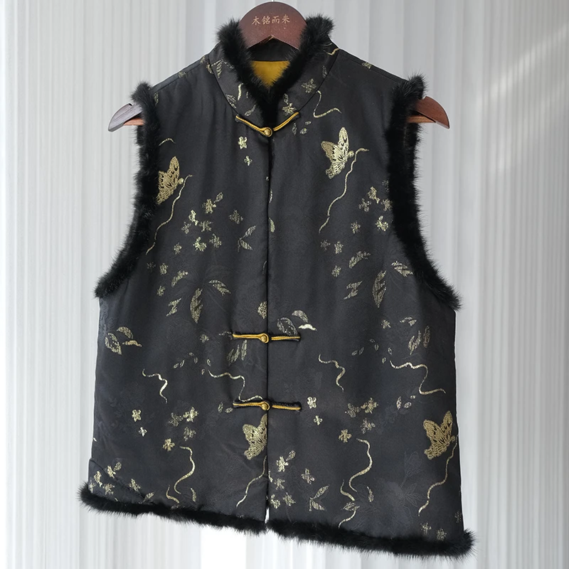 『锦遇』新中式国风桑蚕丝冬季棉马夹DGWQ3025