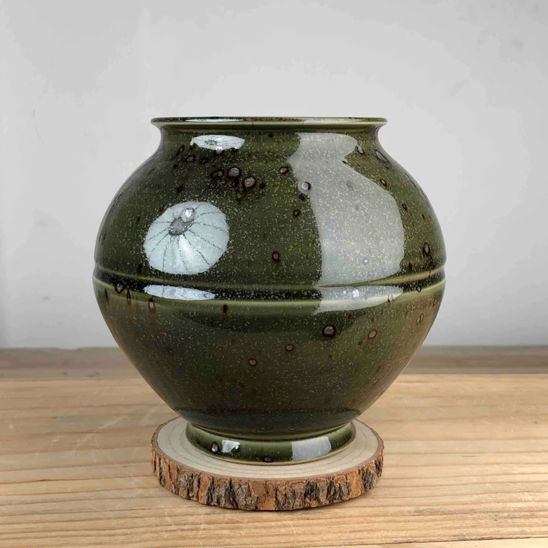 复古诧寂风景德镇手工粗陶花瓶水养鲜花花器插花水培客厅装饰摆件