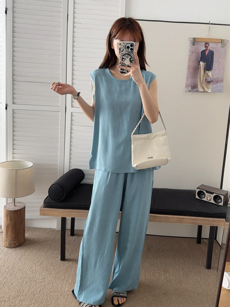 ZH-[静奢安逸]25夏季新款女泰式唐风无袖休闲套装K-MF1112