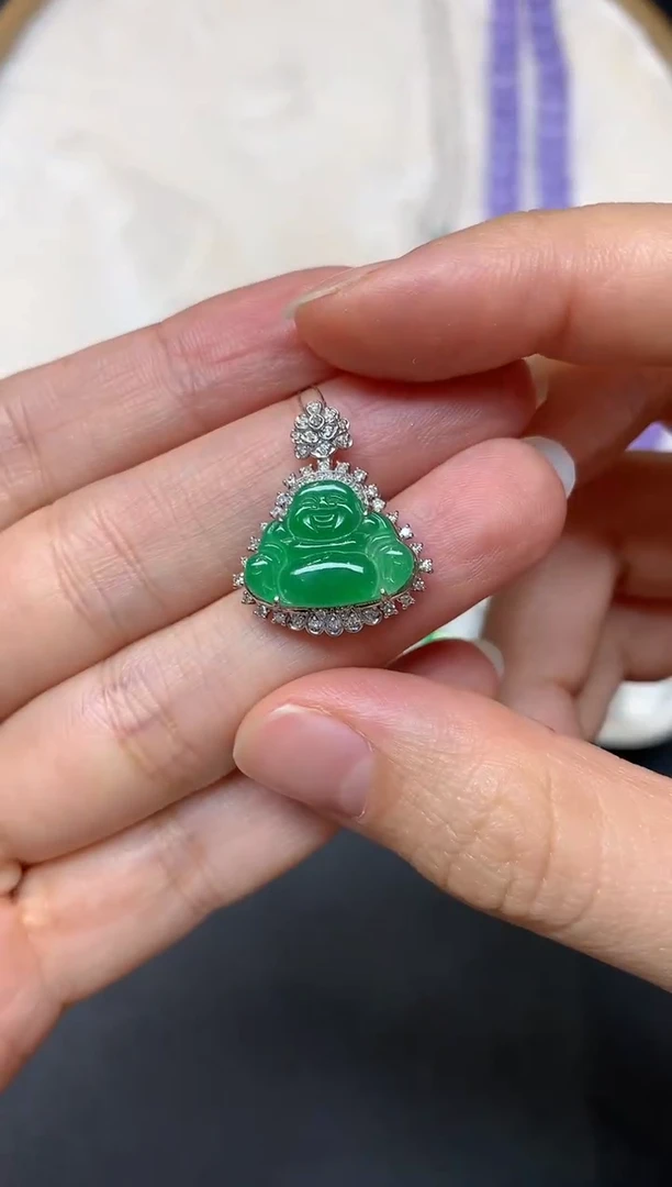 吊坠(不含链)18K金镶嵌翡翠W155|5800