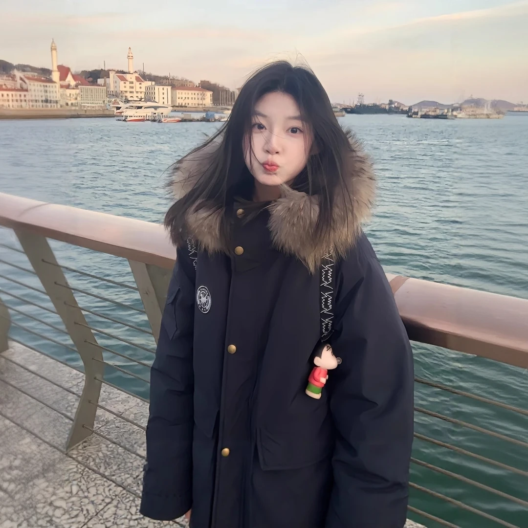 超好看羽绒棉服女2025年冬季新款派克服宽松情侣加厚工装棉衣外套
