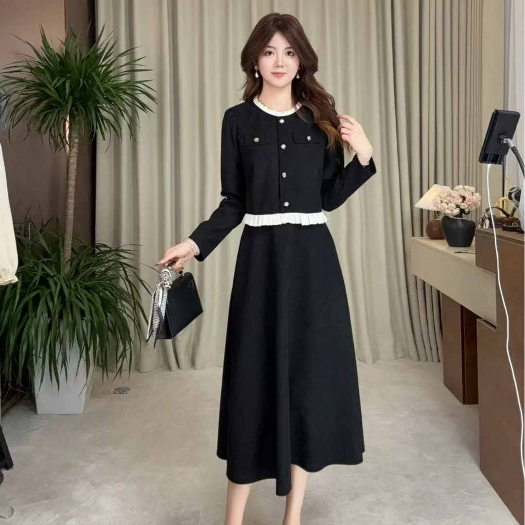 【上衣+裙子】2025秋季新款显瘦高腰休闲气质时尚套装