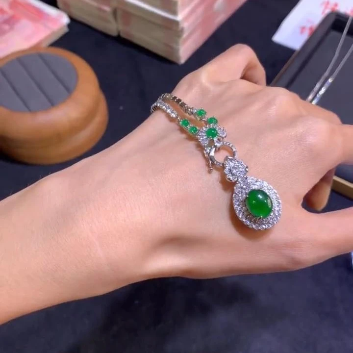 【逍遥】天然A货翡翠蛋面项链*806/001/多样性发/1件