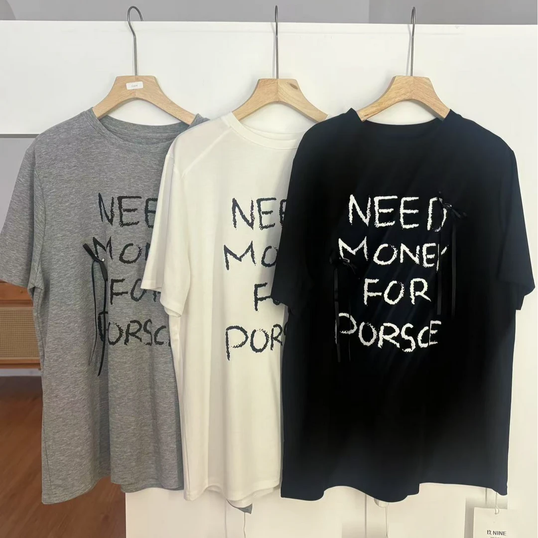 NO退立体蝴蝶结字母滑滑短袖T