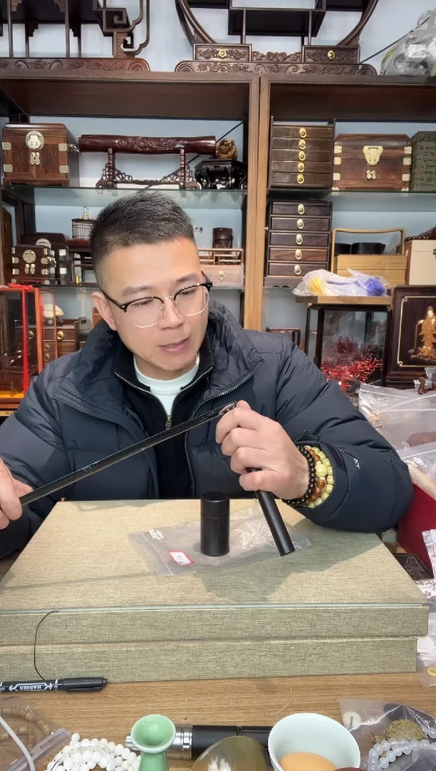 乌木类书架318紫光檀茶刀+牙签筒