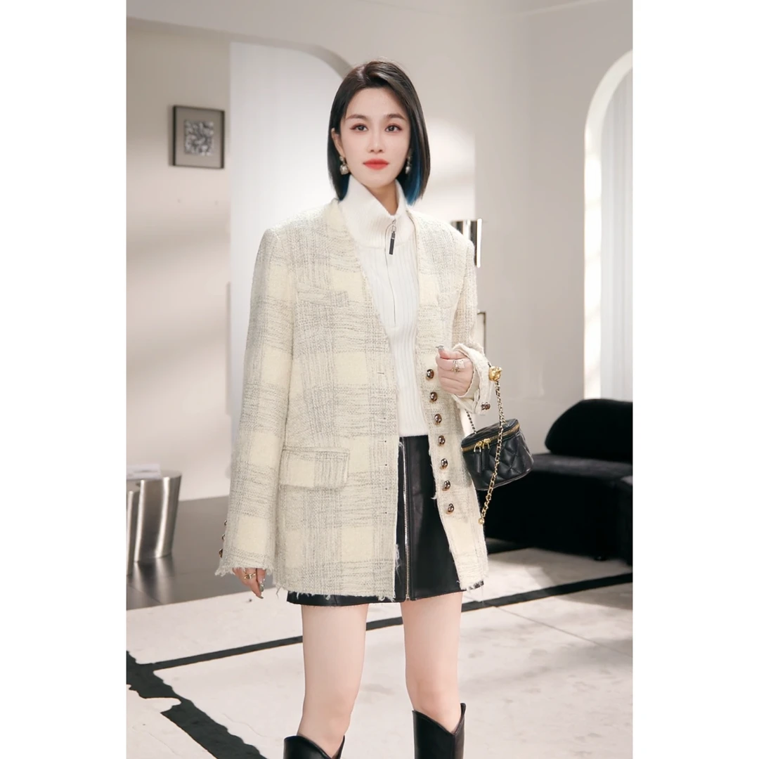 【ChanlleteMeline】设计师款高级感时尚轻奢羽绒毛呢外套CM-8764