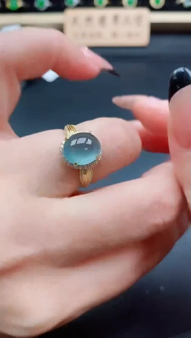 银S925镶嵌戒指翡翠1