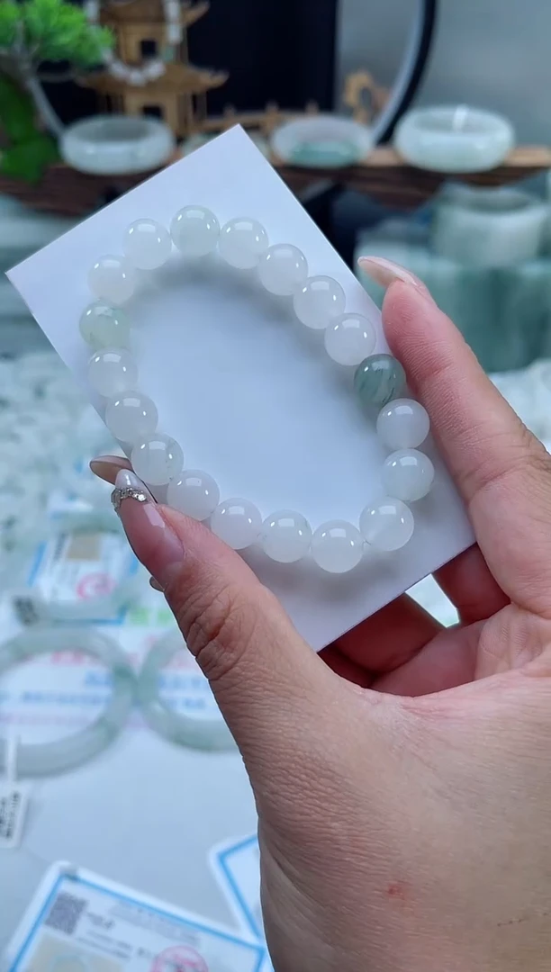 未镶嵌手镯石英质玉（天山翠）10米手链