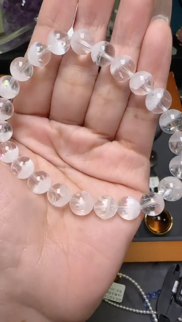 【闪购商品】水晶手串未镶嵌白幽灵手串9m+ X37653成成