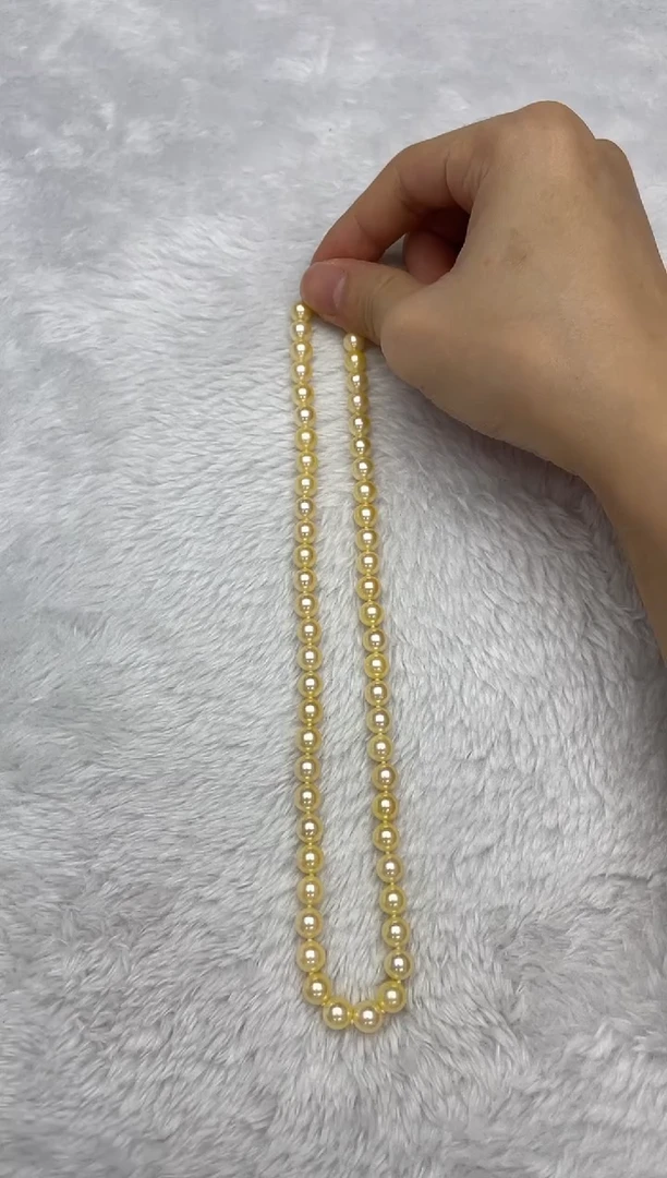 项链银S925镶嵌海水珍珠AK羽皇金7-7.5mm