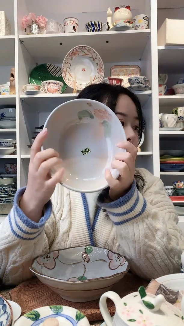 陶瓷bloom粗陶手绘山樱花深钵17cm