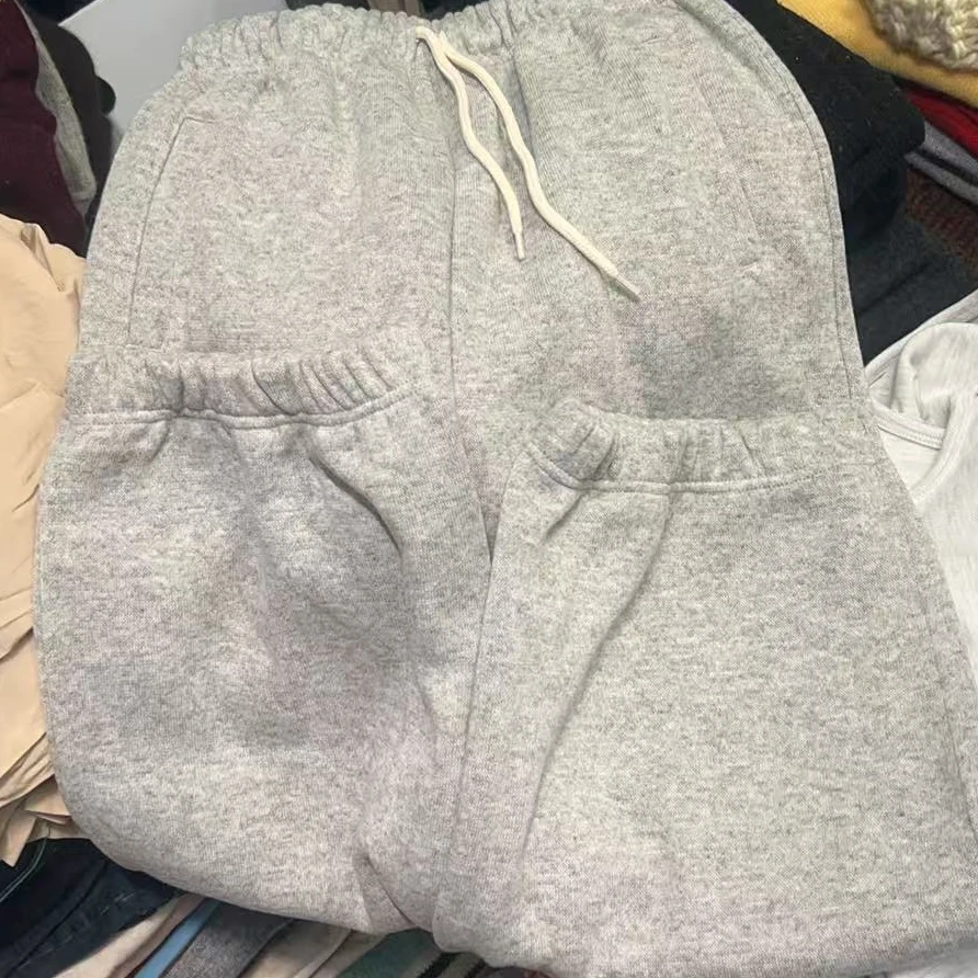 ［小小布］no退换-东大门正品t5a花灰色深灰色白抽绳束口羊毛卫裤