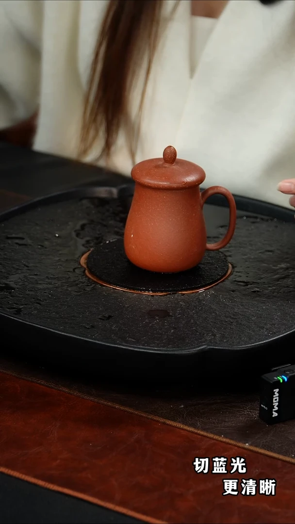 茶壶紫砂周成进  蘑菇盖杯71 绝红降坡 160毫升