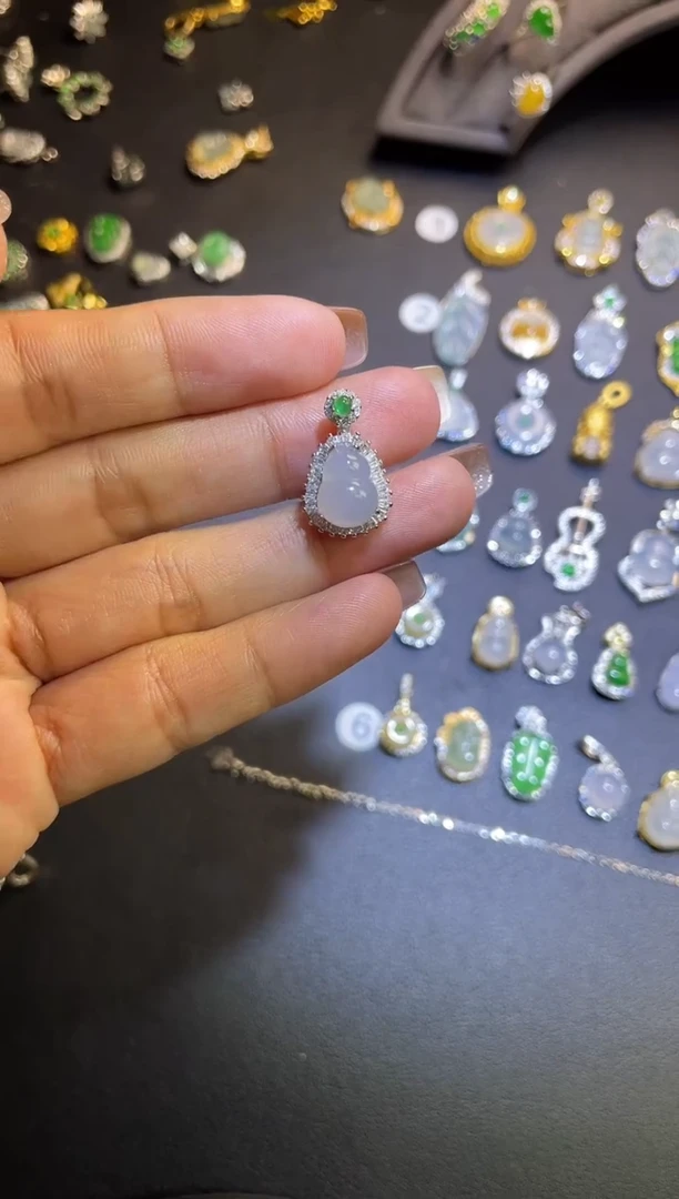 吊坠(不含链)银S925镶嵌翡翠1
