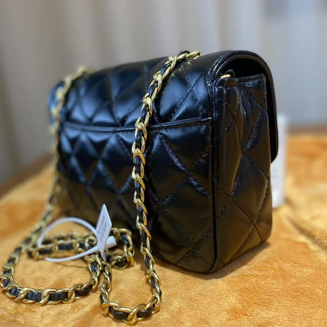 HIRMRIS手工真皮包550675-黑  小邮差眼睛香