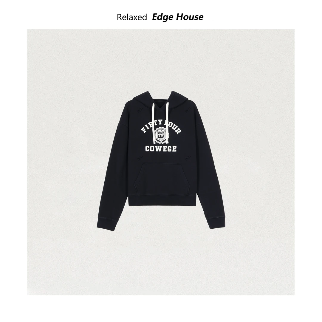 【嘻嘻家】皇冠小R 25秋冬重工水洗连帽女士卫衣经典宽松显瘦