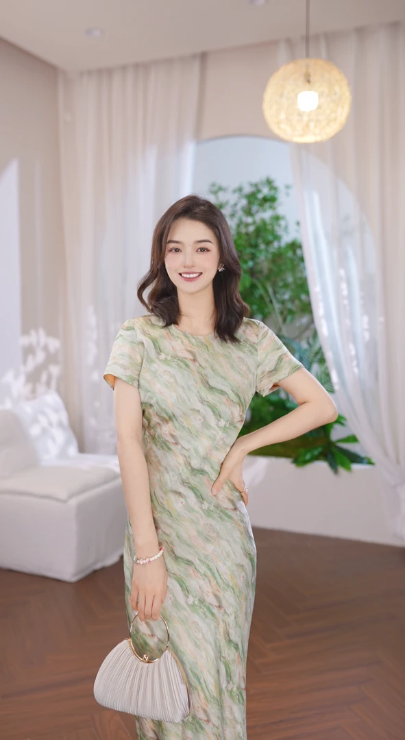 洋洋-G923法式优雅显瘦时尚提花缎夏季上新禁机洗
