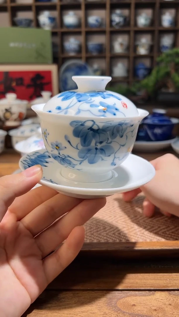 牵牛花大盖碗+牵牛花底托