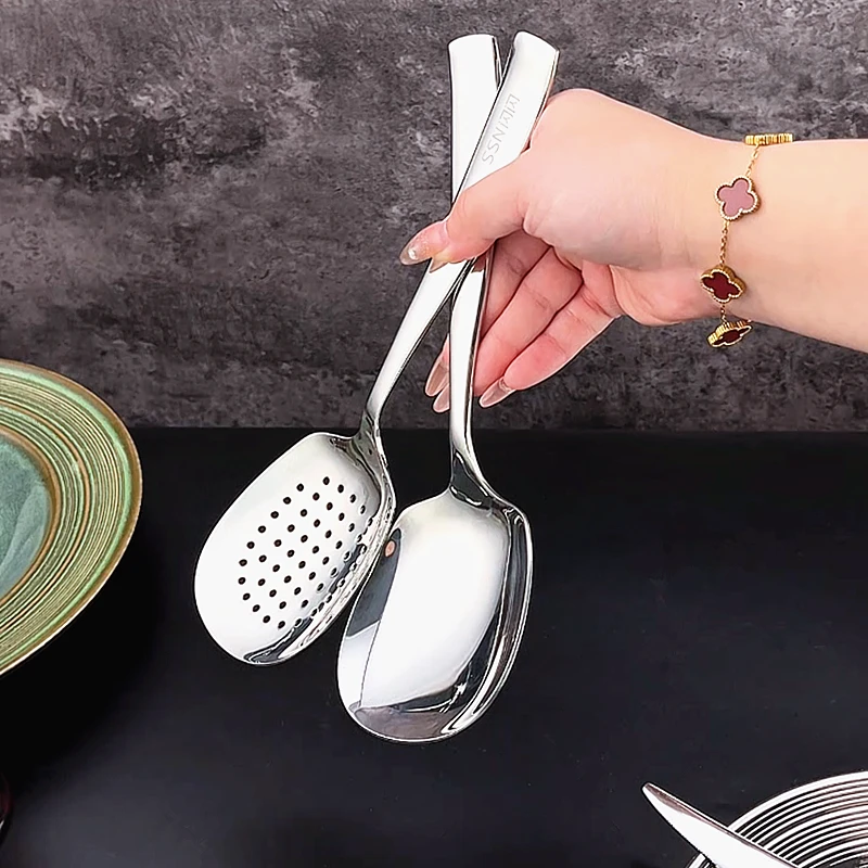 分餐勺316L不锈钢勺子食堂公勺家用炒菜饭勺酒店餐厅加厚长柄大勺