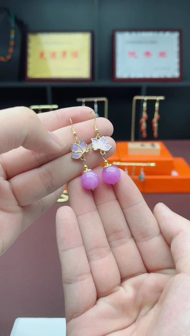 银S925镶嵌东陵石耳饰421