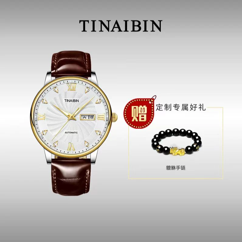 全新 瑞士品牌TINAIBIN 男爵系列 高奢全自动机械表赠手串lml