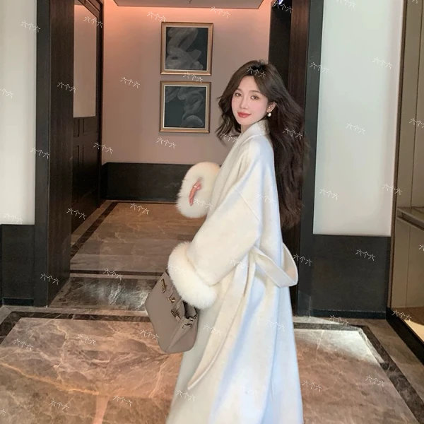 【六六专属 】COCOPD加厚版冬宽松时尚百搭款韩版气质双面羊毛大衣