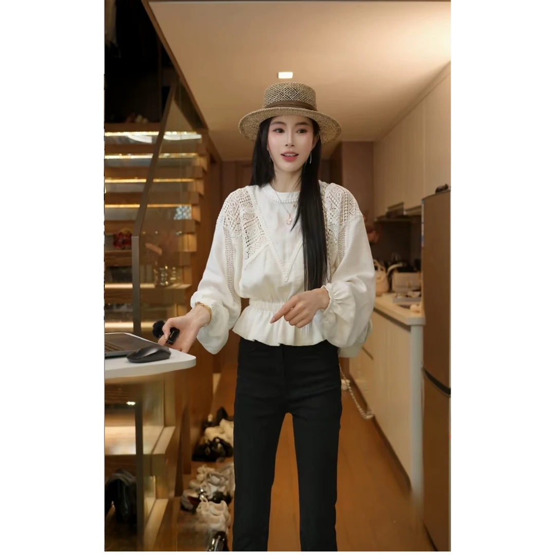 戴维贝啦优选梦中情意衬衫 重工设计蕾丝衬衫