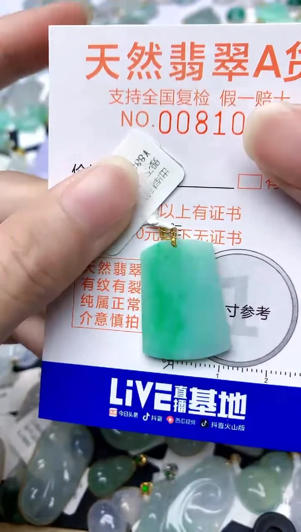 颈饰18K金镶嵌翡翠天然A货翡翠