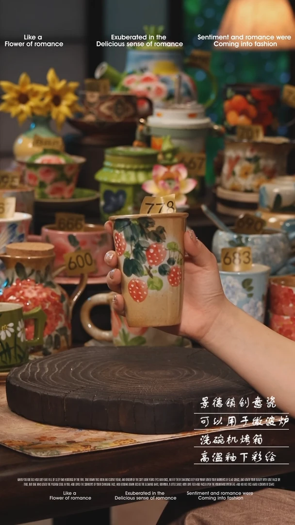 陶瓷778景德镇高温釉下彩绘设计师款式
