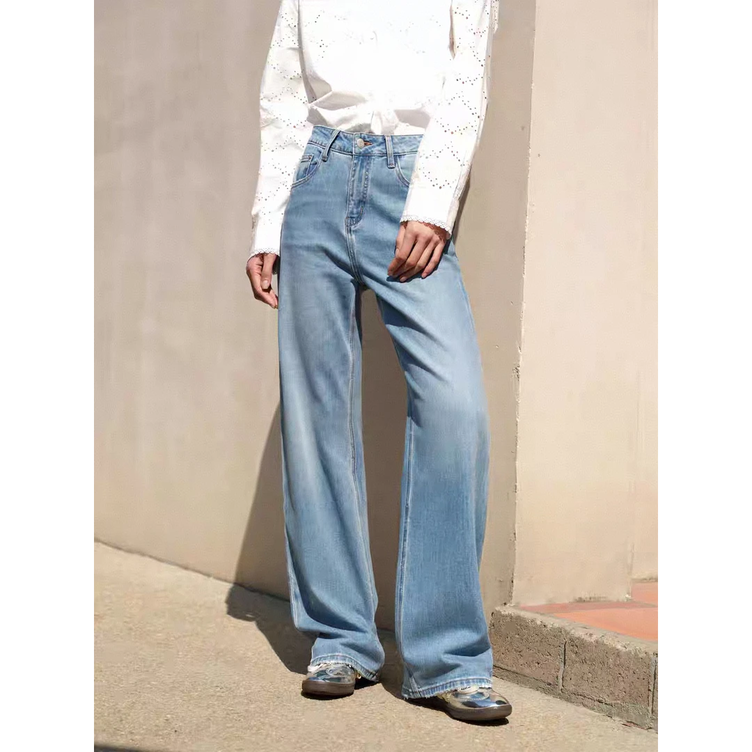 SU【780】花65 愫雅  MWMA新款微弹时尚百搭宽松窄版阔腿直筒牛仔裤