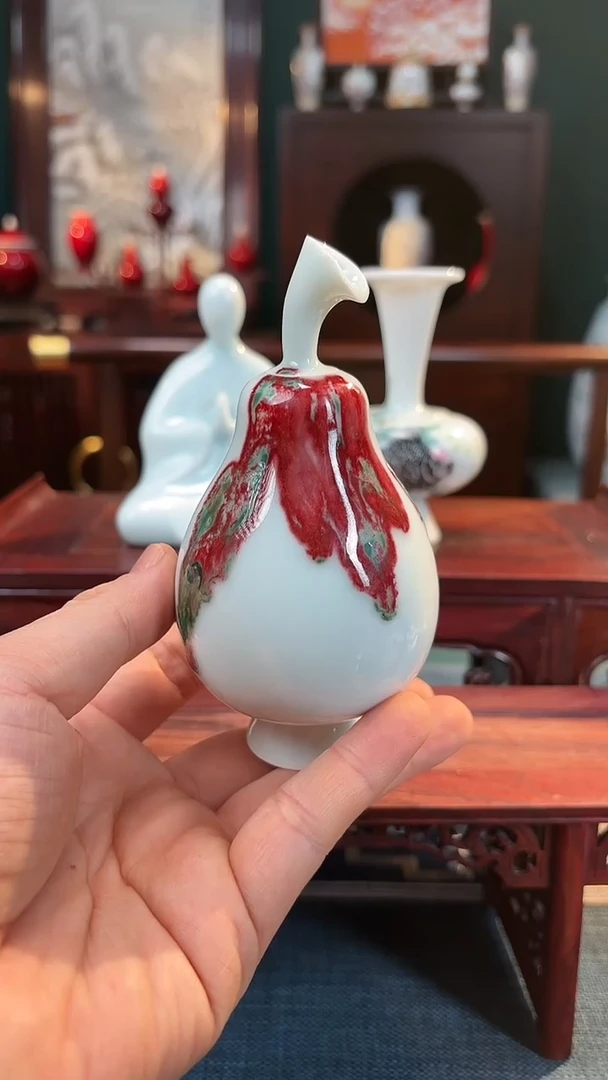【闪购商品】摆件纯手工原创高温陶瓷〖红包翠釉里红〗