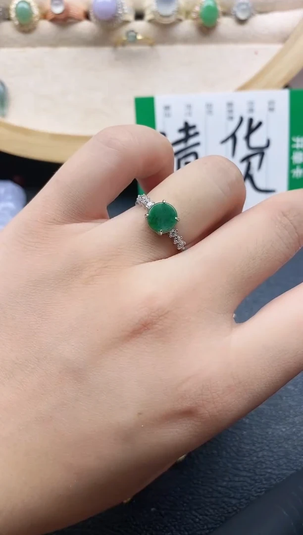 翡翠戒指银S925镶嵌1