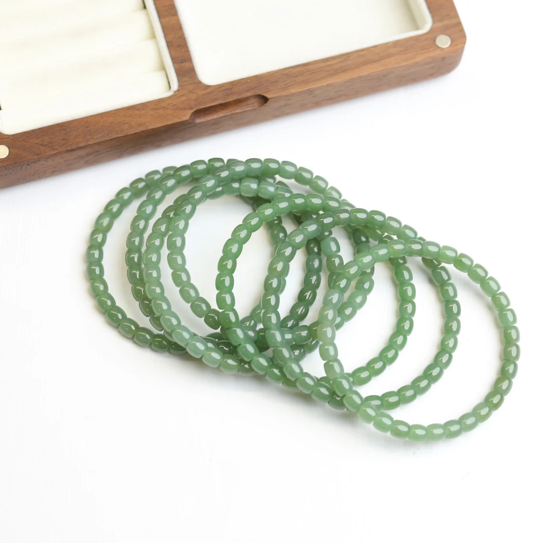 【云边】粉青和田玉 直切手串（多样性发其一）